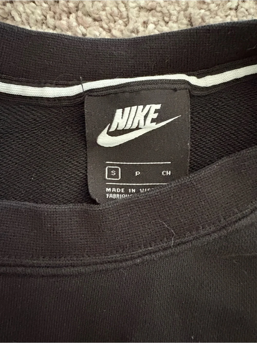 Nike Black Crewneck Sweatshirt with White Swoosh Tag